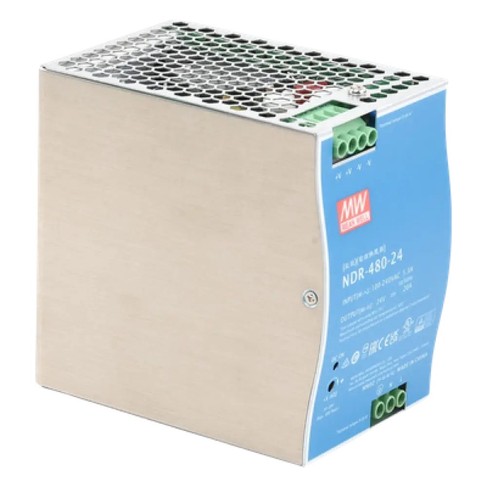 Fuente de Poder Industrial / 480W / Salida 24Vcc 20A / Entrada 100-240Vca / Eficiencia 92.5% / Riel DIN