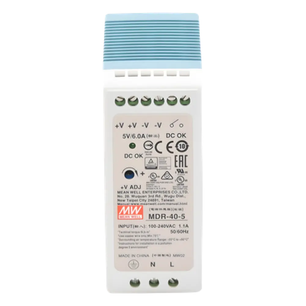 Fuente de Poder Industrial / Riel DIN / 5VCC 40W / Entrada Universal 85-264VAC / 1.31 x 3.54 x 3.94 in