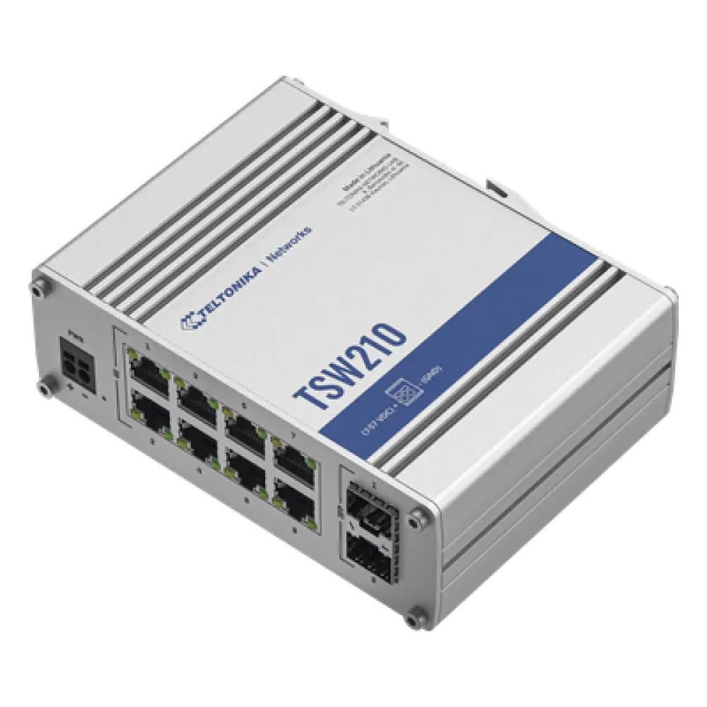 Switch Industrial No-Administrable / 8 Puertos Gigabit / 2 SFP 1G / IP30 / -40°C a +75°C / 4.53 x 3.74 x 1.10 pulgadas