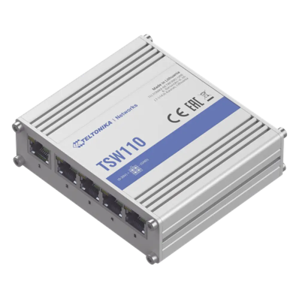 Switch Industrial No-Administrable / 5 Puertos Gigabit / Aluminio DIN / -40 a 75 °C / 9-30 VDC / 1.8 W / 10 Gbps Full Duplex