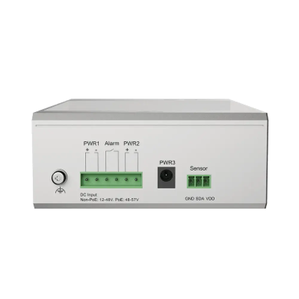 Switch Industrial PoE / 4 Puertos Gigabit PoE++ (802.3bt) 90W / 1 Puerto Gigabit + 1 SFP / Fanless / DIN-Rail / -30°C a 65°C / Presupuesto PoE 55W-300W