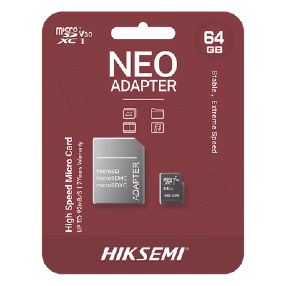 Memoria microSD con Adaptador / 64 GB / Clase 10 / Lectura 92 MB/s / Escritura 30 MB/s / NAND TLC / Resistente a Agua y Golpes