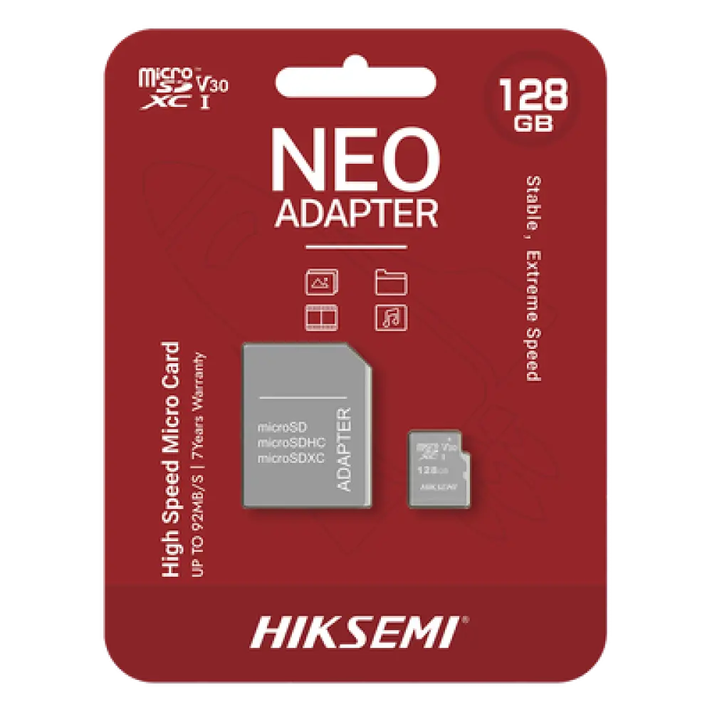 Memoria microSDXC con Adaptador / 128 GB / Clase 10 / Lectura 92 MB/s / Escritura 40 MB/s / NAND TLC / Resistente a Agua y Golpes