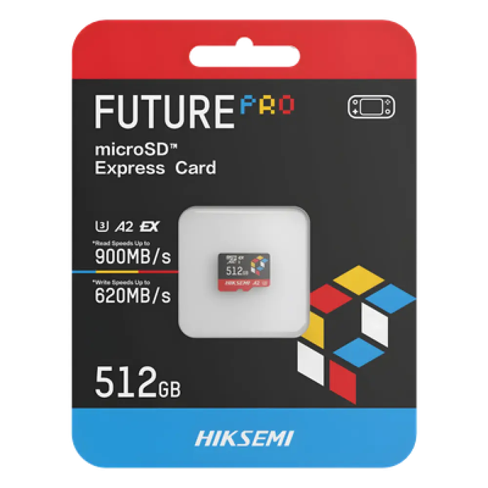Tarjeta microSD Express / 512 GB / 900 MB/s Lectura / 620 MB/s Escritura / PCIe Gen 3x1 + NVMe / U3 A2 EX / -25°C a 85°C (-13°F a 185°F)