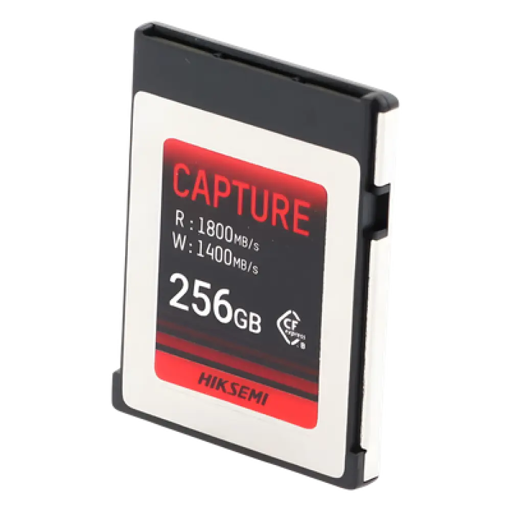 Memoria CFexpress Tipo B / 256 GB / Lectura 1800 MB/s / Escritura 1400 MB/s / PCIe Gen 3×2 / 8K RAW / -10 °C a 70 °C