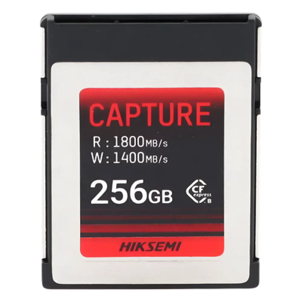 Memoria CFexpress Tipo B / 256 GB / Lectura 1800 MB/s / Escritura 1400 MB/s / PCIe Gen 3×2 / 8K RAW / -10 °C a 70 °C