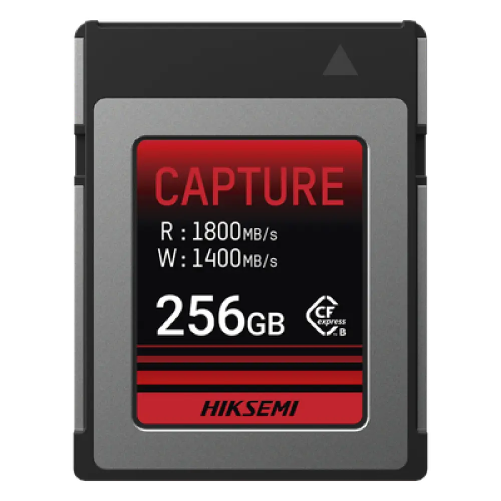 Memoria CFexpress Tipo B / 256 GB / Lectura 1800 MB/s / Escritura 1400 MB/s / PCIe Gen 3×2 / 8K RAW / -10 °C a 70 °C