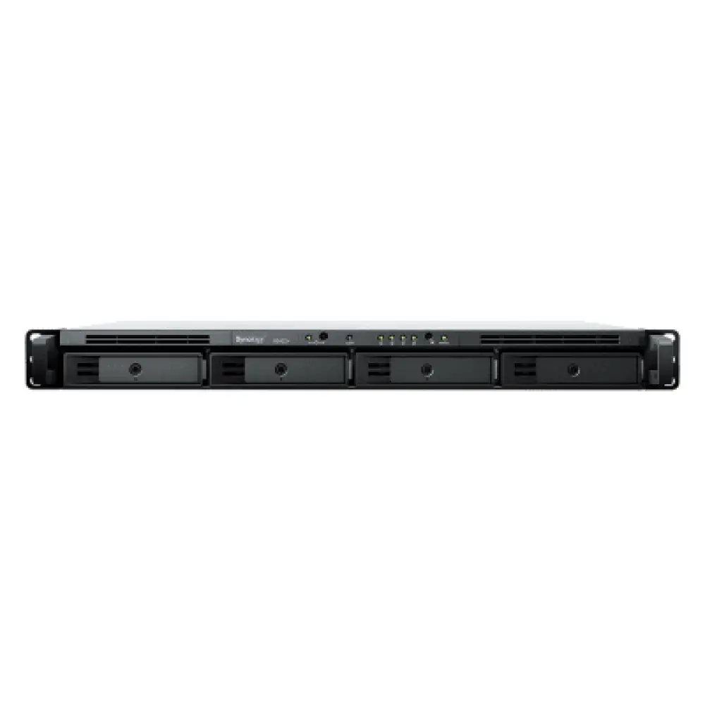 NAS Rack 1U / 4 Bahías SATA / Expansible a 8 Bahías / AMD Ryzen V1500B Quad-Core 2.2 GHz / DDR4 ECC 32 GB / 4x 1GbE / PCIe 3.0 / SSD NVMe / 2,100/1,000 Mbps Lectura/Escritura