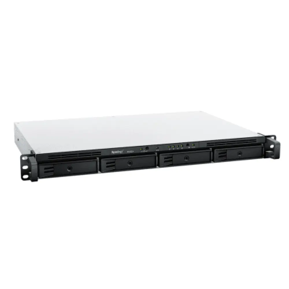 NAS Rack 1U / 4 Bahías SATA / Expansible a 8 Bahías / AMD Ryzen V1500B Quad-Core 2.2 GHz / DDR4 ECC 32 GB / 4x 1GbE / PCIe 3.0 / SSD NVMe / 2,100/1,000 Mbps Lectura/Escritura