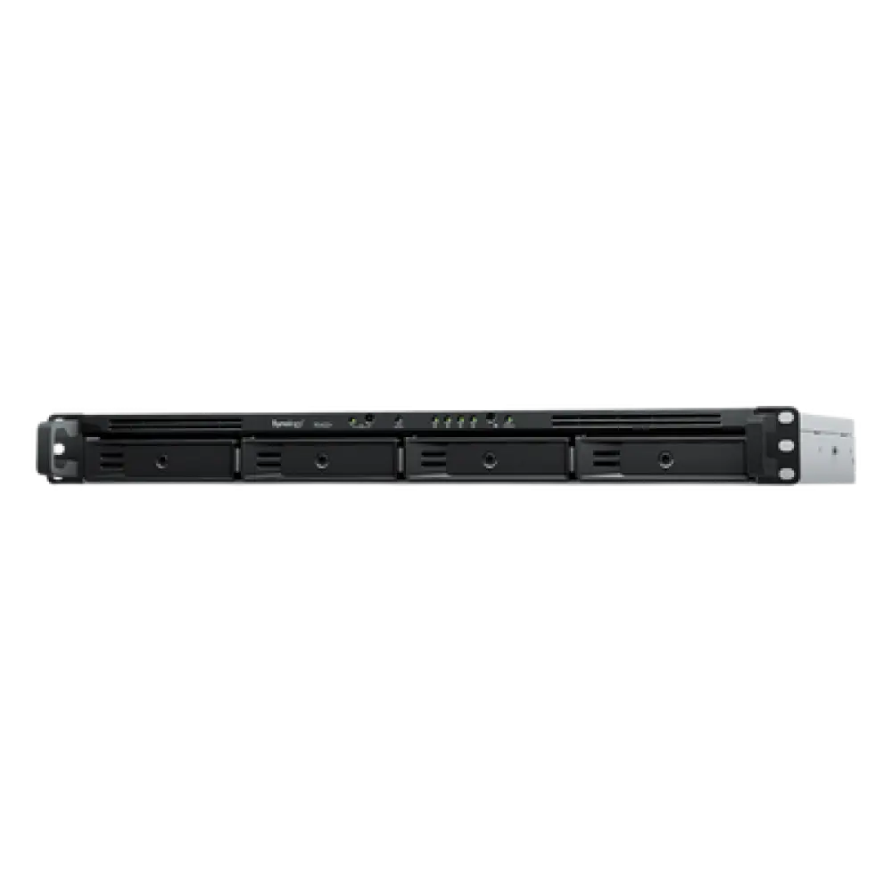 NAS Rack 1U / 4 Bahías SATA / Expansible a 8 Bahías / AMD Ryzen V1500B Quad-Core 2.2 GHz / DDR4 ECC 32 GB / 4x 1GbE / PCIe 3.0 / SSD NVMe / 2,100/1,000 Mbps Lectura/Escritura