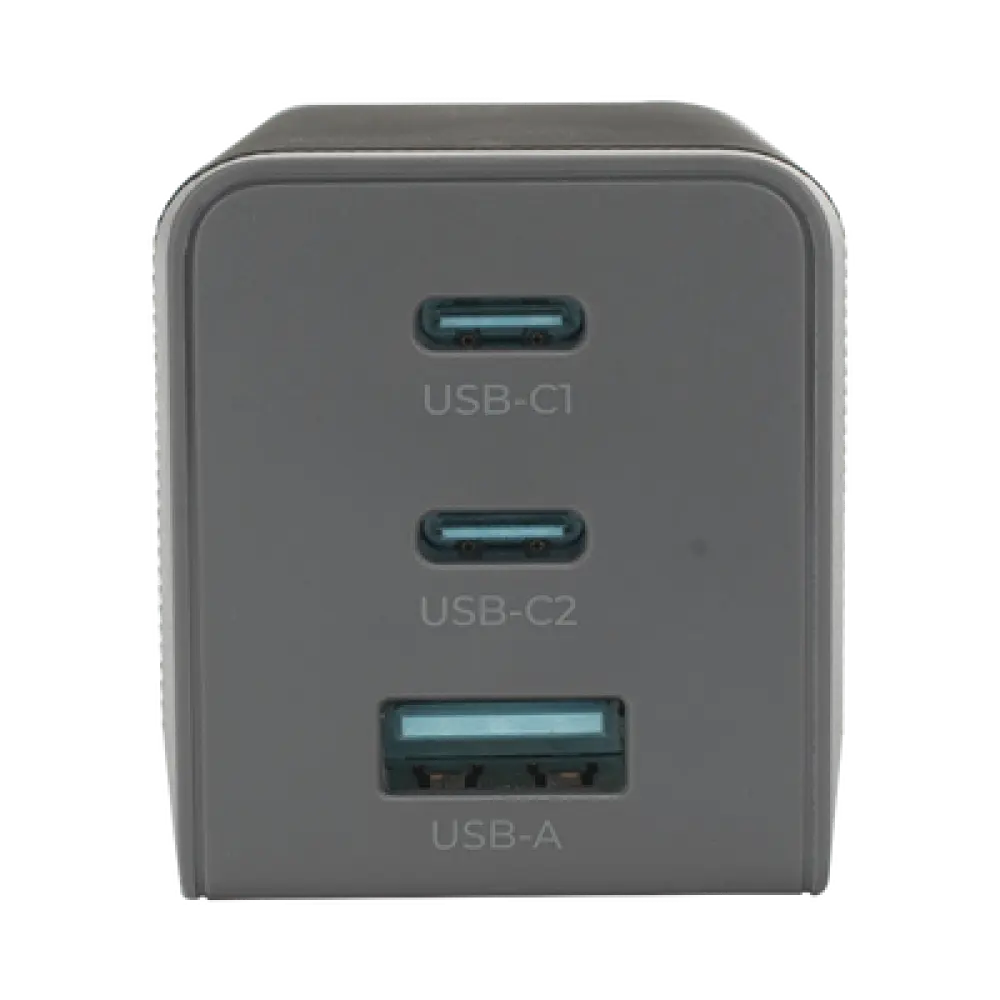 Cargador GaN III / 65 W / 3 Puertos / PD 3.0 y QC 4.0 / Enchufe Plegable / 6 Protecciones