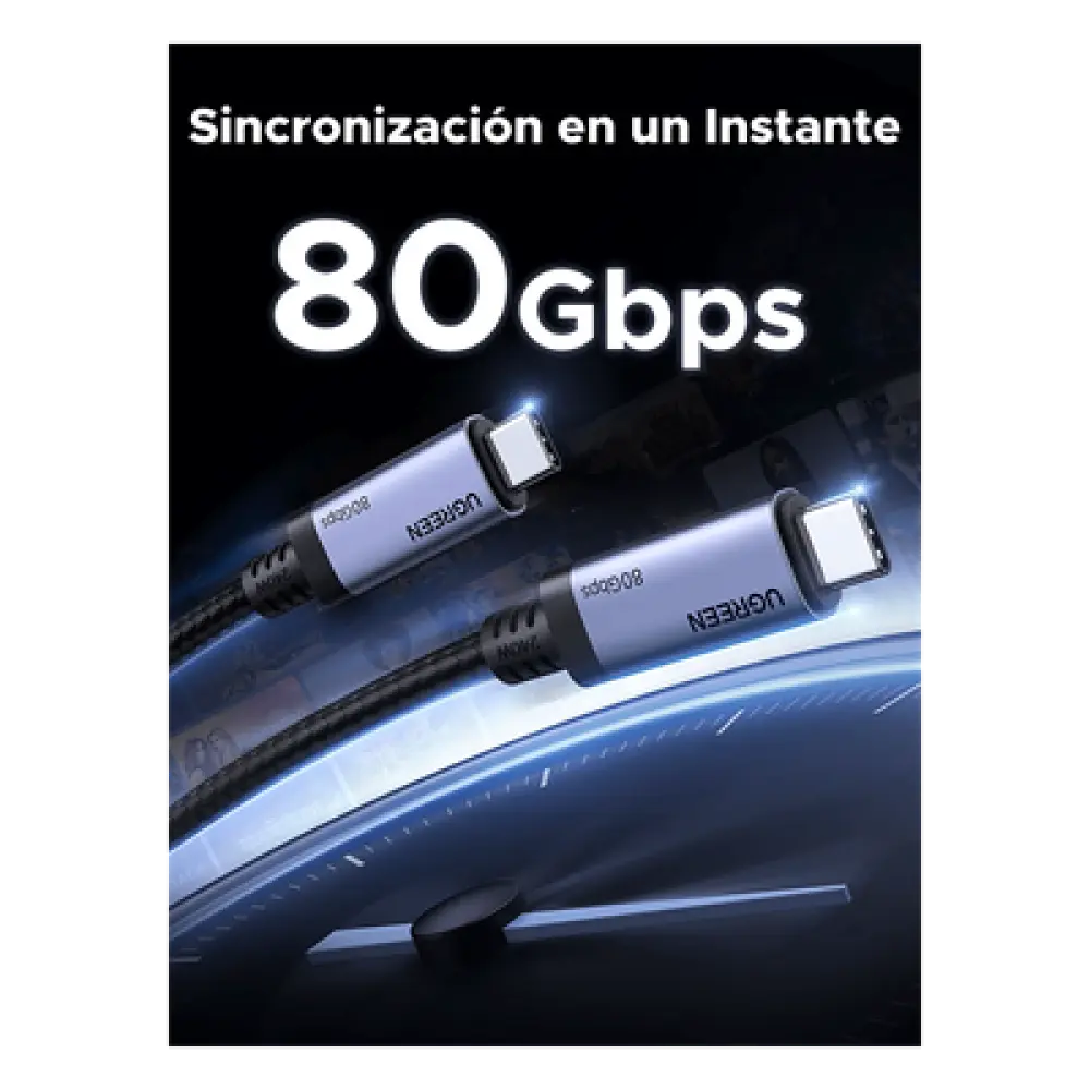 Cable USB-C Thunderbolt 5 / 80 Gbps Bidireccional / 120 Gbps Unidireccional / 1 m (3.28 ft) / PD 3.1 100W / 24 Pines / E-Marker IP2133H