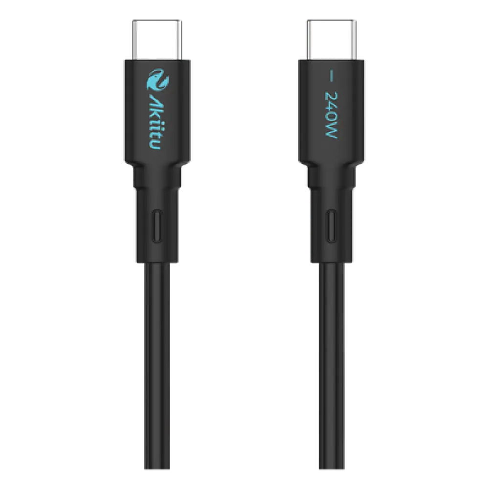 Cable de Carga USB-C a C / 240W / GaN / 480 Mbps / 1 m (3.28 ft) / Magnético / Silicona Médica / Aluminio Anodizado