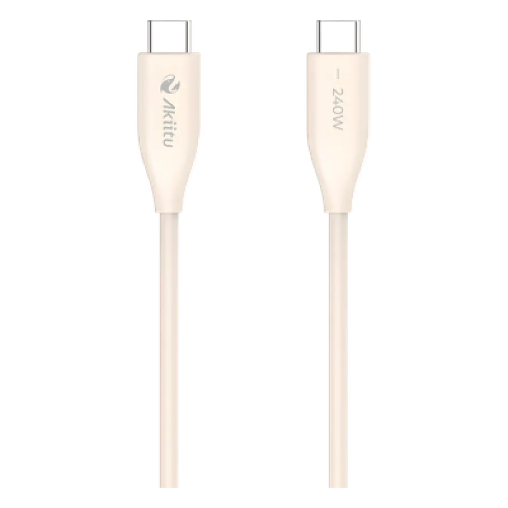 Cable de Carga USB-C a C / 240W / 1.5 m (4.92 ft) / GaN / Transferencia 480 Mbps / Silicona Anti-Enredos / Conectores Aluminio