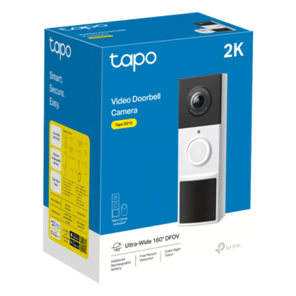 Videoportero IP Inalámbrico / 2K 3 Megapixel / 160° DFOV / Batería 6400 mAh / Detección IA Personas-Vehículos / Visión Nocturna Color / Audio Bidireccional