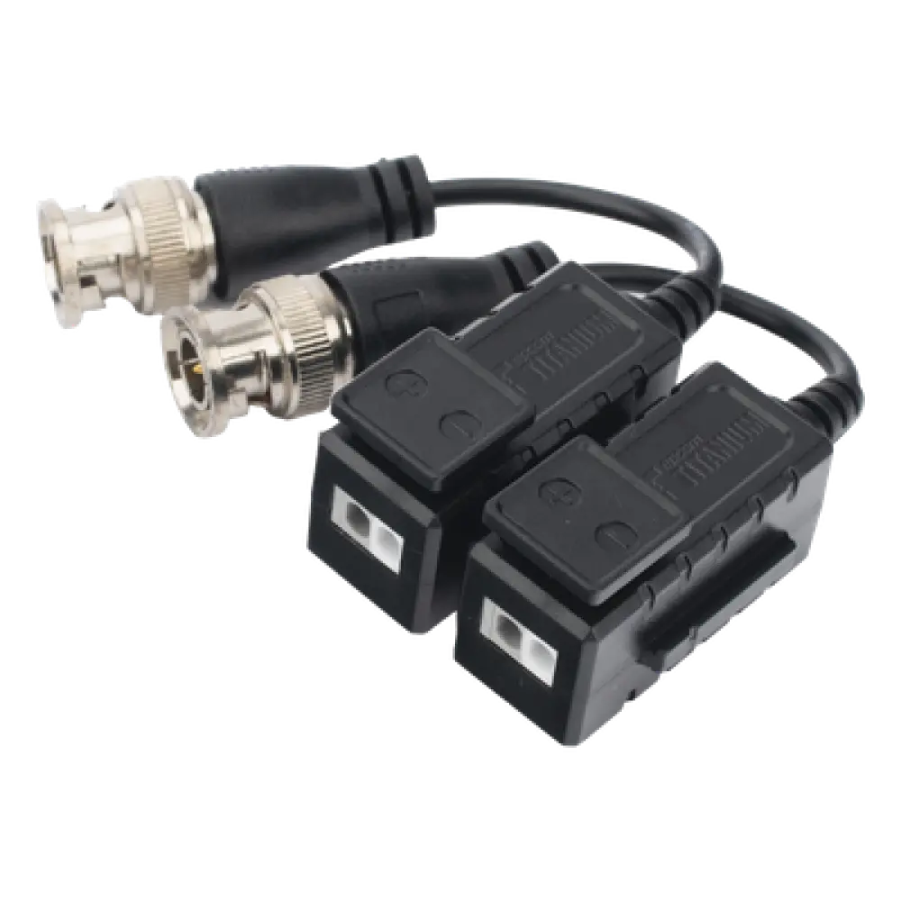 Kit de Transceptores Pasivos (Baluns) / Transmisión 4K / Distancia 250 m (820.2 ft) / Protección TVS / Inmunidad 60 dB / Conectores Cobre / HD-TVI CVI AHD CVBS