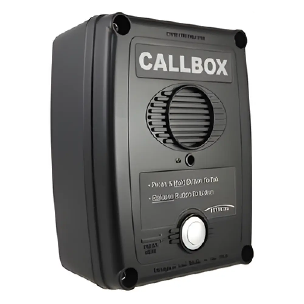 Callbox Inalámbrico UHF / 450-470 MHz / Gabinete de Policarbonato Resistente / PTT Antivandálico / Grabación de Mensajes / Uso en Exteriores