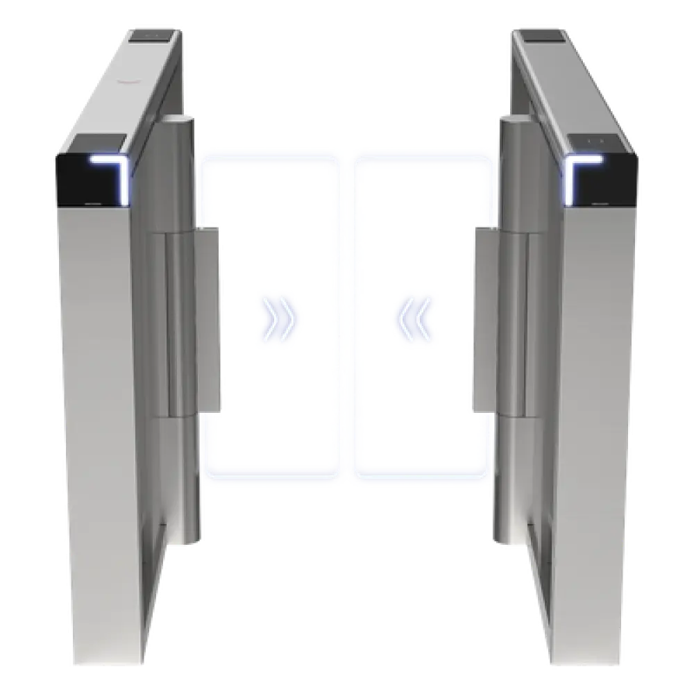 Torniquete Swing / 12,000,000 Ciclos MCBF / 14 Pares IR / Carril 90 cm (35.4 in) / Iluminación LED / Acero Inoxidable SUS304 / Incluye Lectores Mifare y Panel de Acceso