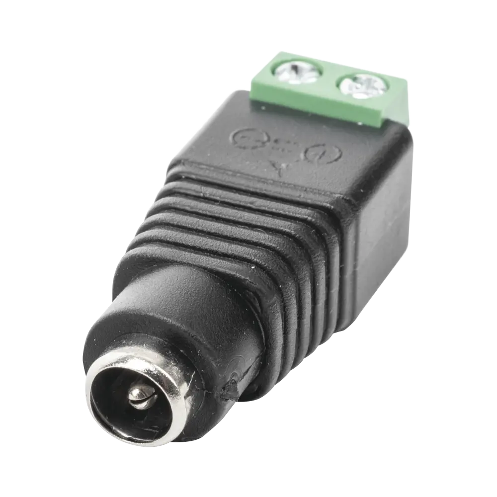 Adaptador Hembra Tipo Jack de 3.5 mm Polarizado de 12 Vcc / Terminales Tipo Tornillo / Polarizado (+/-) / Ideal para Cámaras de Video Vigilancia