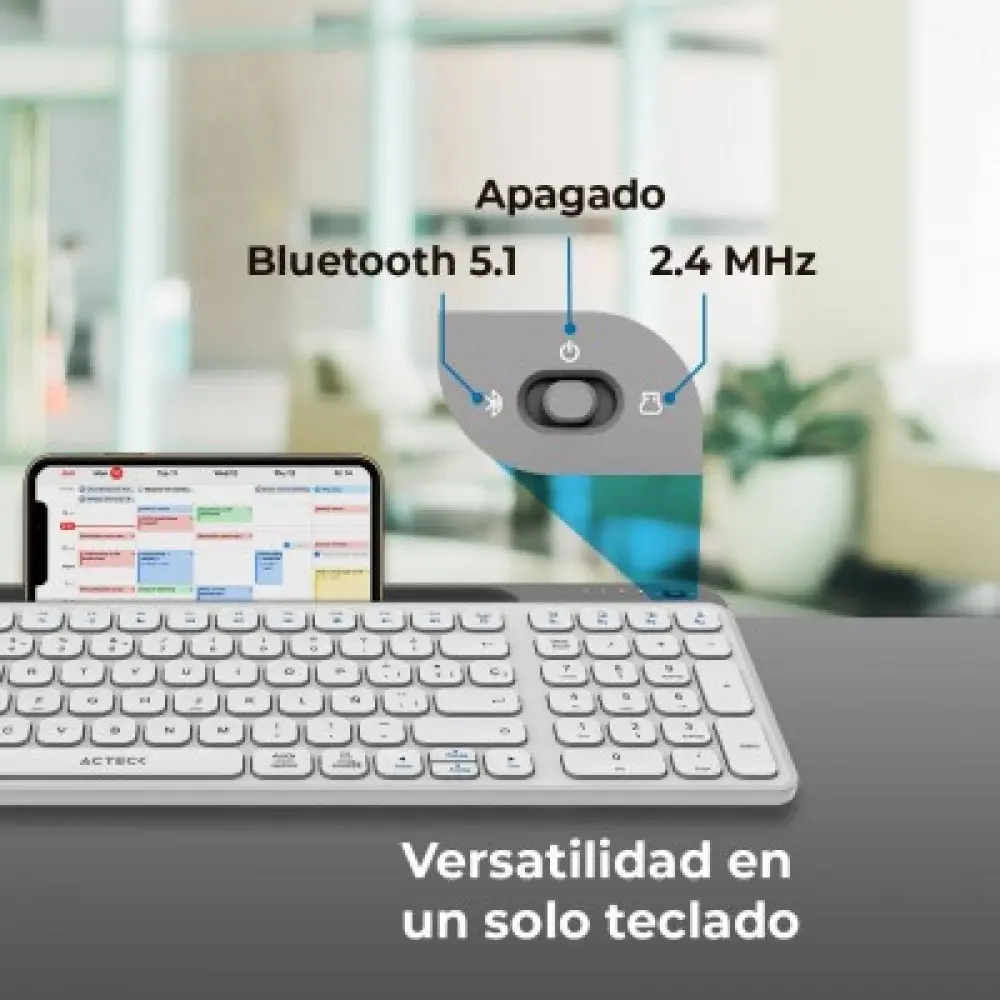 Teclado Inalámbrico Multidispositivos AC-940115 INSPIRE TREK TI747  Acteck Elite Series Bluetooth 5.1 - Dongle 2.4 MHz