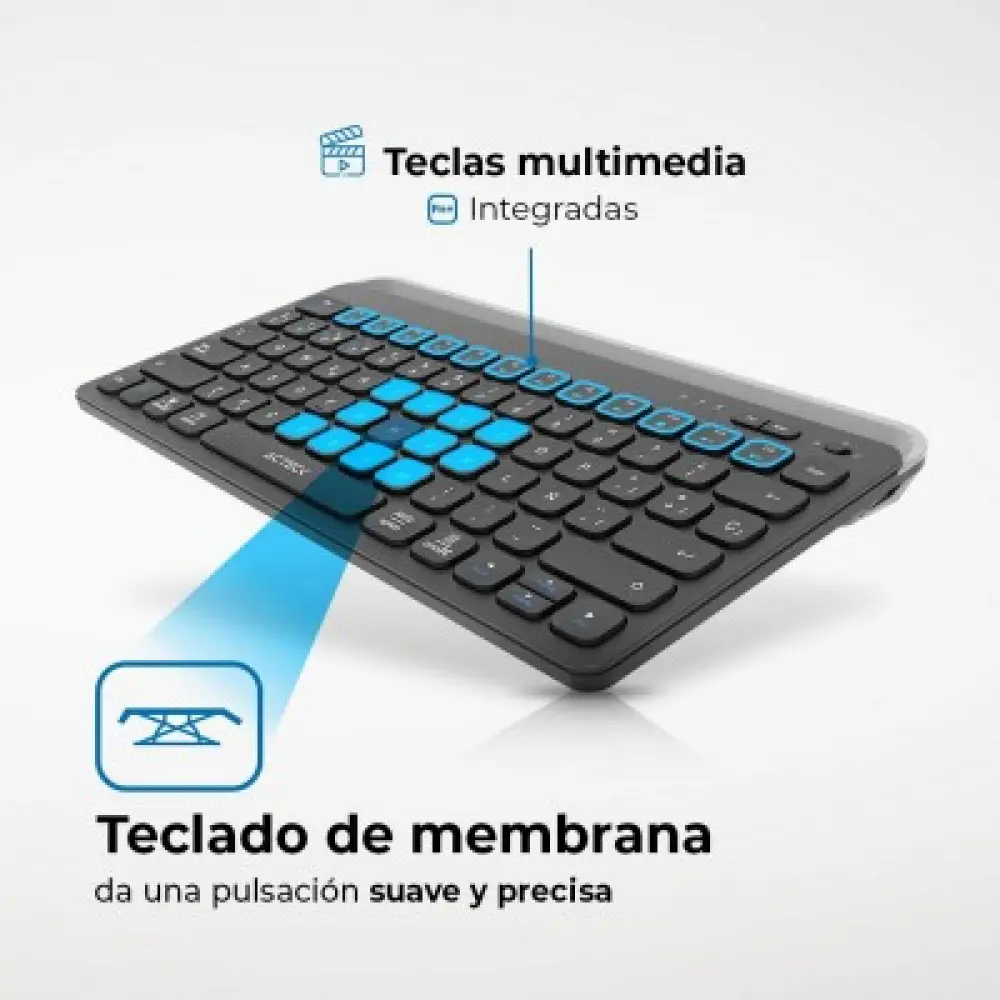 Teclado Inalámbrico Multidispositivos AC-940122INSPIRE TREK TI737  Acteck Elite Series Bluetooth 5.1 - Dongle 2.4 MHz