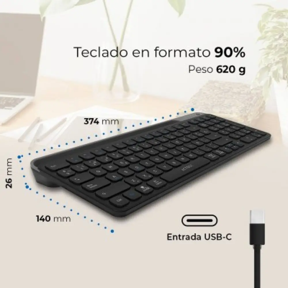 Teclado Inalámbrico Multidispositivos INSPIRE TREK TI747 AC-940108  Acteck Elite Series Bluetooth 5.1 - Dongle 2.4 MHz