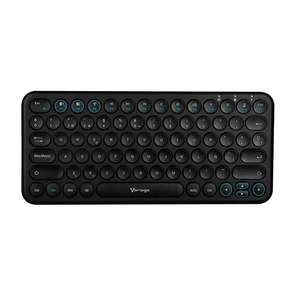Teclado Inalambrcio Vorago MOD.KBW-400 Bluetooth de dos canales - conecta tres dispositivos diferentes al mismo tiempo, a batería recargable de 400 mAh