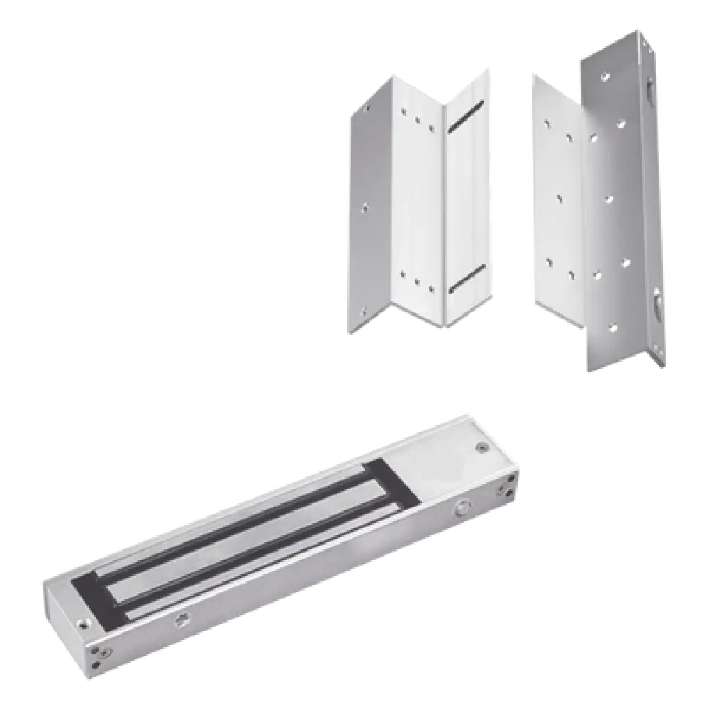 Kit de Control de Acceso / Chapa Magnética 280 kg (600 lbs) / Brackets Ajustables L y Z / LED Indicador de Estado / Aluminio Reforzado