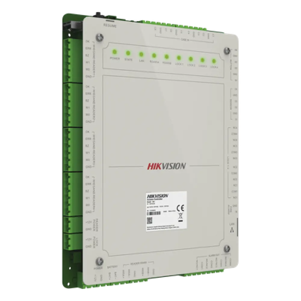 Controlador de Acceso / 4 Puertas / 8 Lectores / 100,000 Tarjetas / 10,000 Huellas / Gestión en Nube / Gabinete con Fuente 12V 8A / Soporte Batería de Respaldo