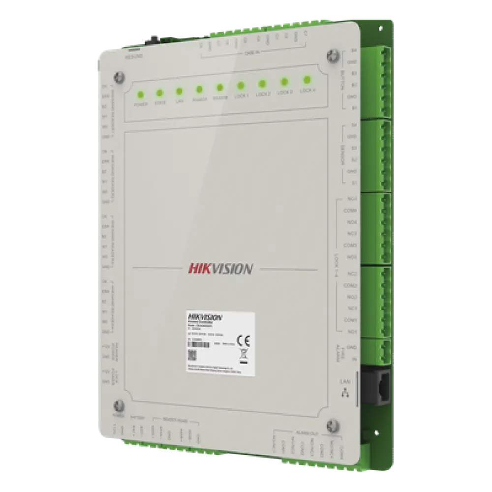 Controlador de Acceso / 4 Puertas / 8 Lectores / 100,000 Tarjetas / 10,000 Huellas / Gestión en Nube / Gabinete con Fuente 12V 8A / Soporte Batería de Respaldo
