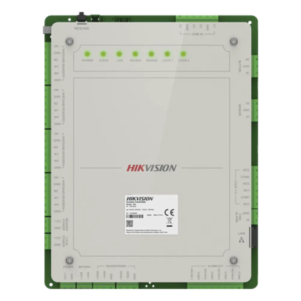 Controlador de Acceso / 2 Puertas / 4 Lectores / 100,000 Tarjetas / 10,000 Huellas / SaaS en la Nube / Gabinete con Fuente 12 Vcd 8 A