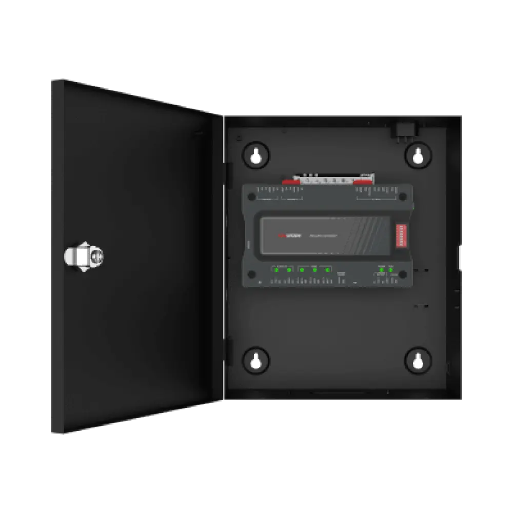 Controlador de Acceso para Elevadores / 128 Pisos / TCP/IP / 100,000 Tarjetas / 50,000 Usuarios / Huella, Tarjeta o QR / 5 Relevadores / 24 Distribuidores Esclavos