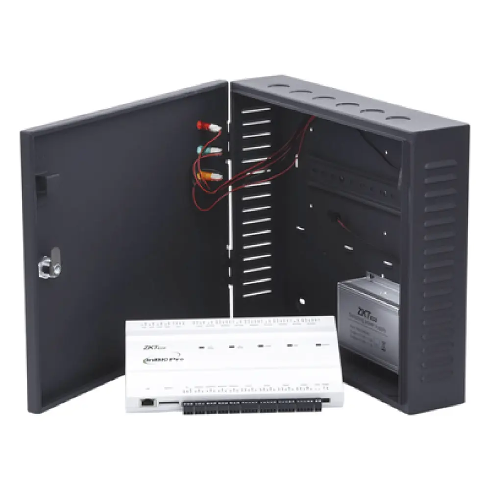 Controlador de Acceso 4 Puertas / 20,000 Huellas / 30,000 Tarjetas / TCP/IP / ADMS PUSH / Fuente 12V 5A / Gabinete