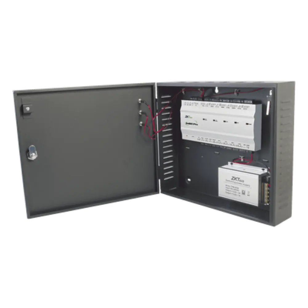 Controlador de Acceso 4 Puertas / 20,000 Huellas / 30,000 Tarjetas / TCP/IP / ADMS PUSH / Fuente 12V 5A / Gabinete