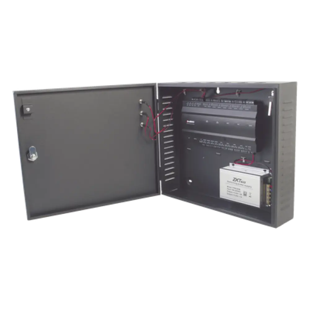 Controlador de Acceso 4 Puertas / 3,000 Huellas / 30,000 Tarjetas / TCP-IP / Gabinete Metálico con Fuente 12V 5A