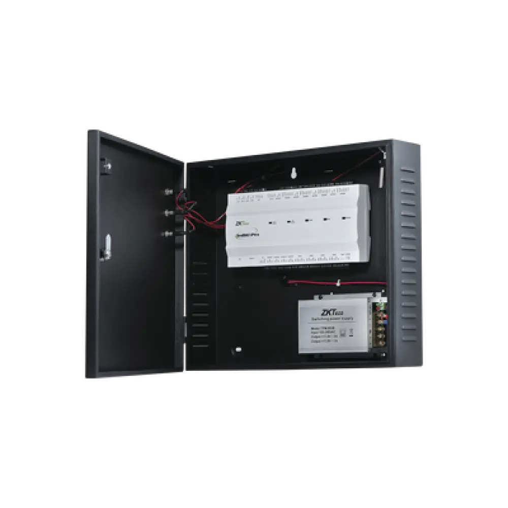 Controlador de Acceso / 2 Puertas / 20,000 Huellas / 30,000 Tarjetas / TCP/IP / Wiegand / Gabinete Metálico con Fuente 12V/5A