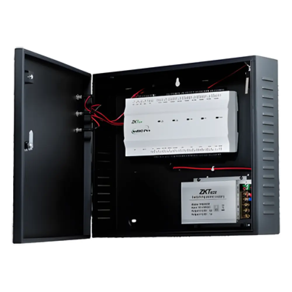 Controlador de Acceso / 2 Puertas / 20,000 Huellas / 30,000 Tarjetas / TCP/IP / Wiegand / Gabinete Metálico con Fuente 12V/5A