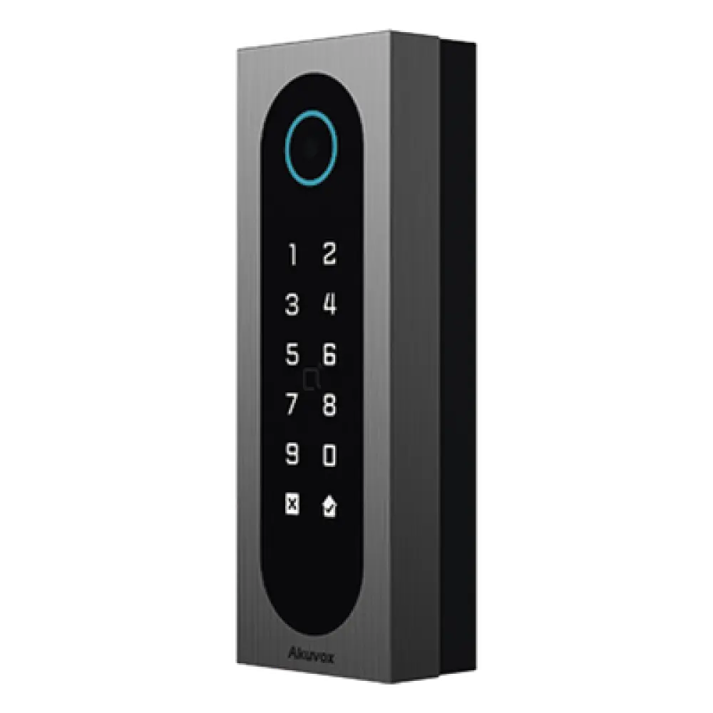Control de Acceso Slim / 20,000 Tarjetas / 100,000 Eventos / IP65 & IK09 / Multi-Credencial QR-Bluetooth-PIN-RFID / Wiegand-RS485-Relay / Aluminio y Vidrio Templado