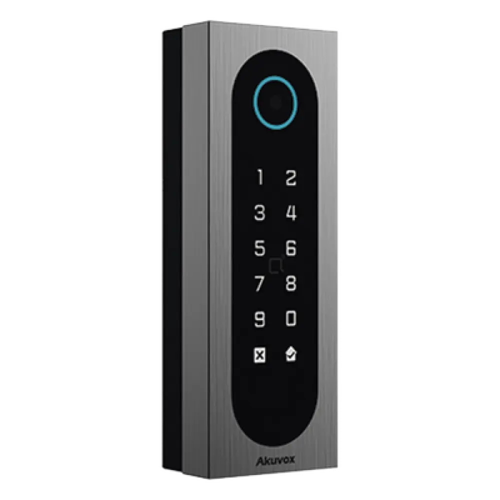 Control de Acceso Slim / 20,000 Tarjetas / 100,000 Eventos / IP65 & IK09 / Multi-Credencial QR-Bluetooth-PIN-RFID / Wiegand-RS485-Relay / Aluminio y Vidrio Templado
