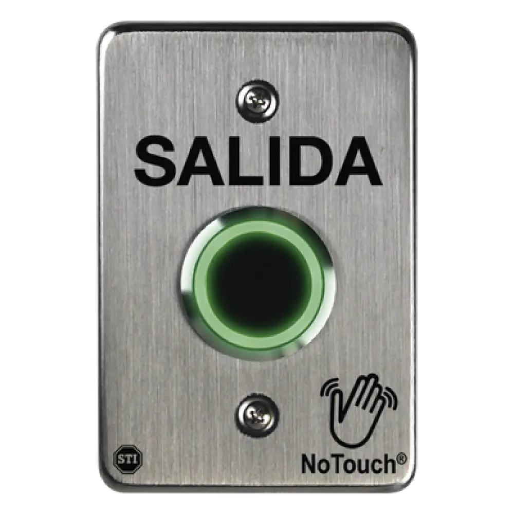 Botón de Salida NoTouch / IR Sin Contacto / Acero Inoxidable 304 / Tiempo Ajustable 0.5-20 s / Contacto Seco C / LED Bicolor