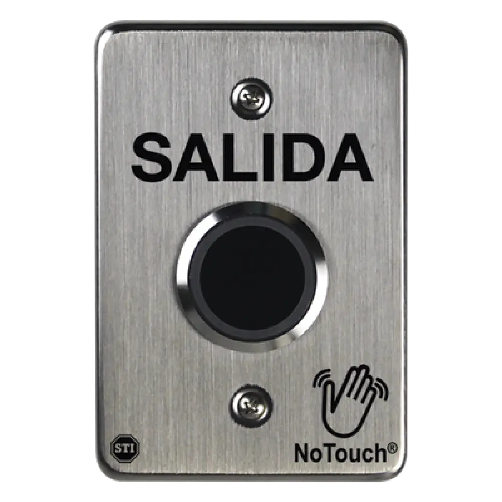 Botón de Salida NoTouch / IR Sin Contacto / Acero Inoxidable 304 / Tiempo Ajustable 0.5-20 s / Contacto Seco C / LED Bicolor