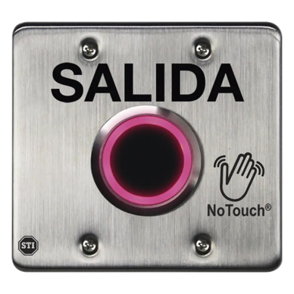 Botón de Salida NoTouch IR / Acero Inoxidable 304 / Salida Doble / Pestillo 0.5-20 s / LED Bicolor / Contacto Seco Tipo C