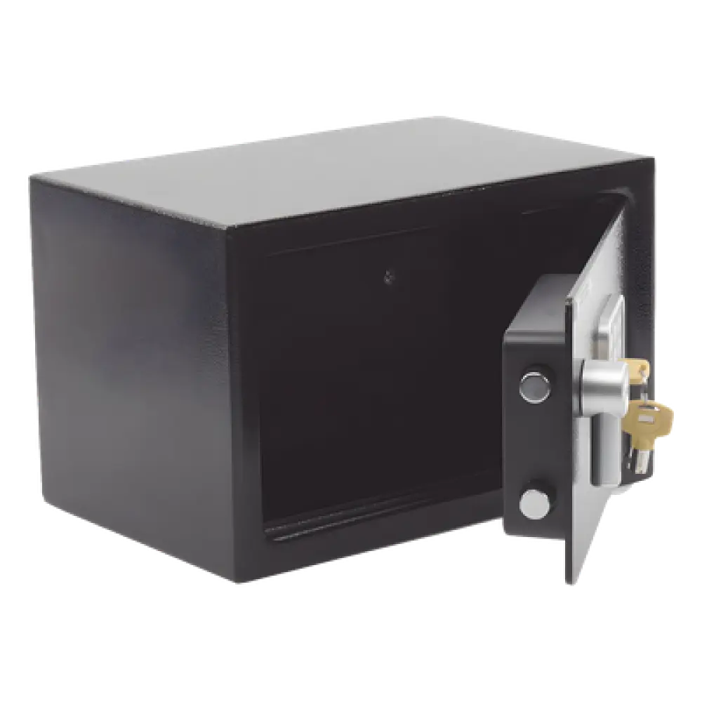 Caja Fuerte Electrónica Compacta / Teclado 3-8 Dígitos / Cerrojos 17 mm / Acero Calibre #9 y #16 / Bloqueo por Intentos Fallidos