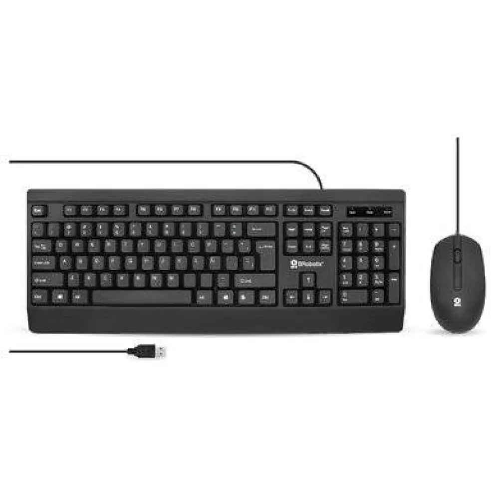 Kit teclado y mouse - Alámbrico USB, 1200 DPI, antiderrames, ultra silencioso, en español, Negro, BROBOTIX 6007198