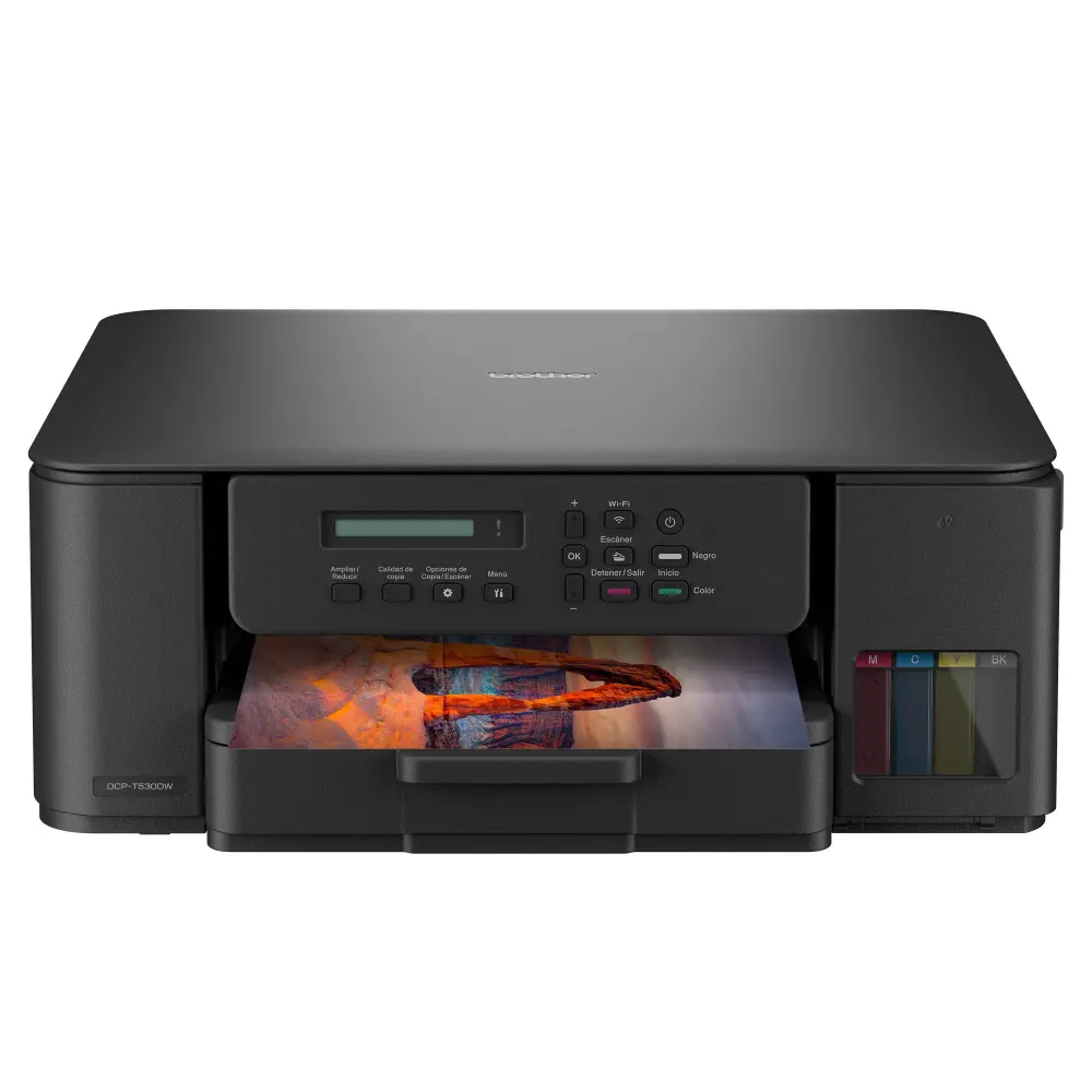 Multifuncional Tinta Continua Brother DCPT530DW - impresión dúplex, 27 ppm negro/11 ppm color, USB 2.0, Wifi 2.4/5Ghz, cama plana color tamaño carta