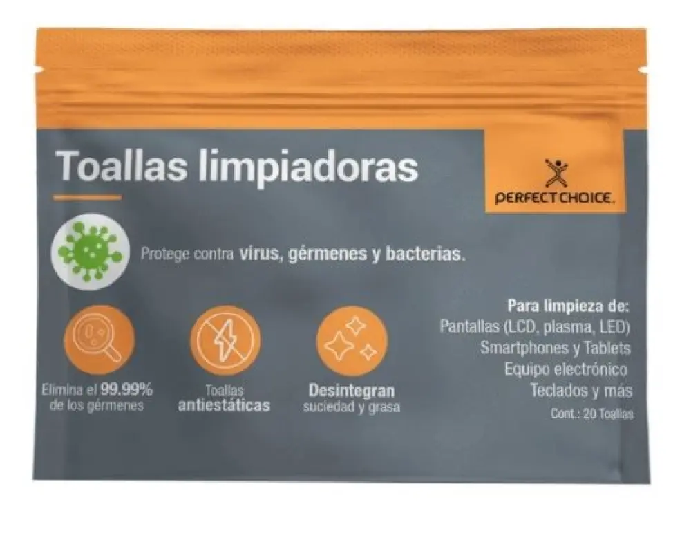 Toallas limpiadoras PERFECT CHOICE - Paños húmedos, LCD/TFT/Plasma
