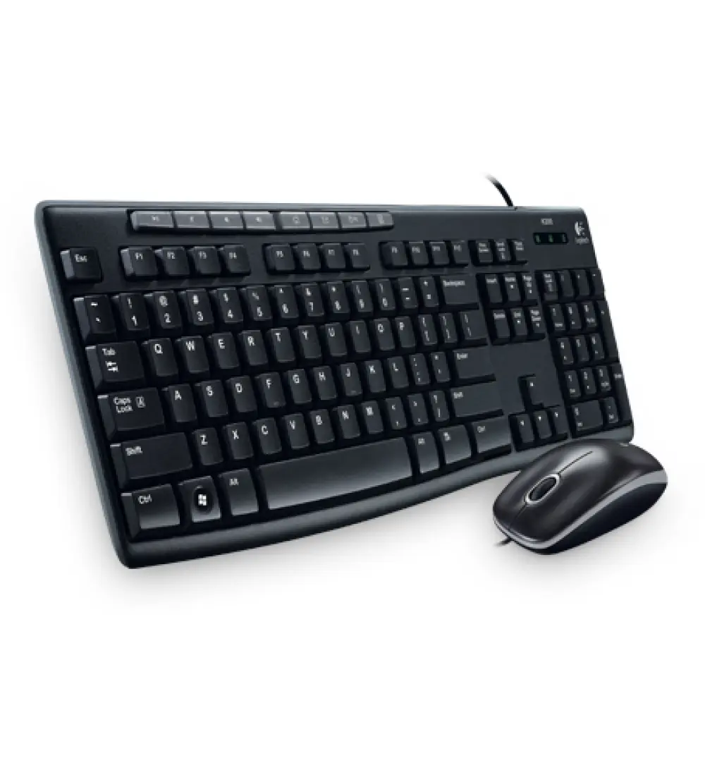 Kit de Teclado y Mouse LOGITECH MK200 - Estándar, Negro, 1000 DPI