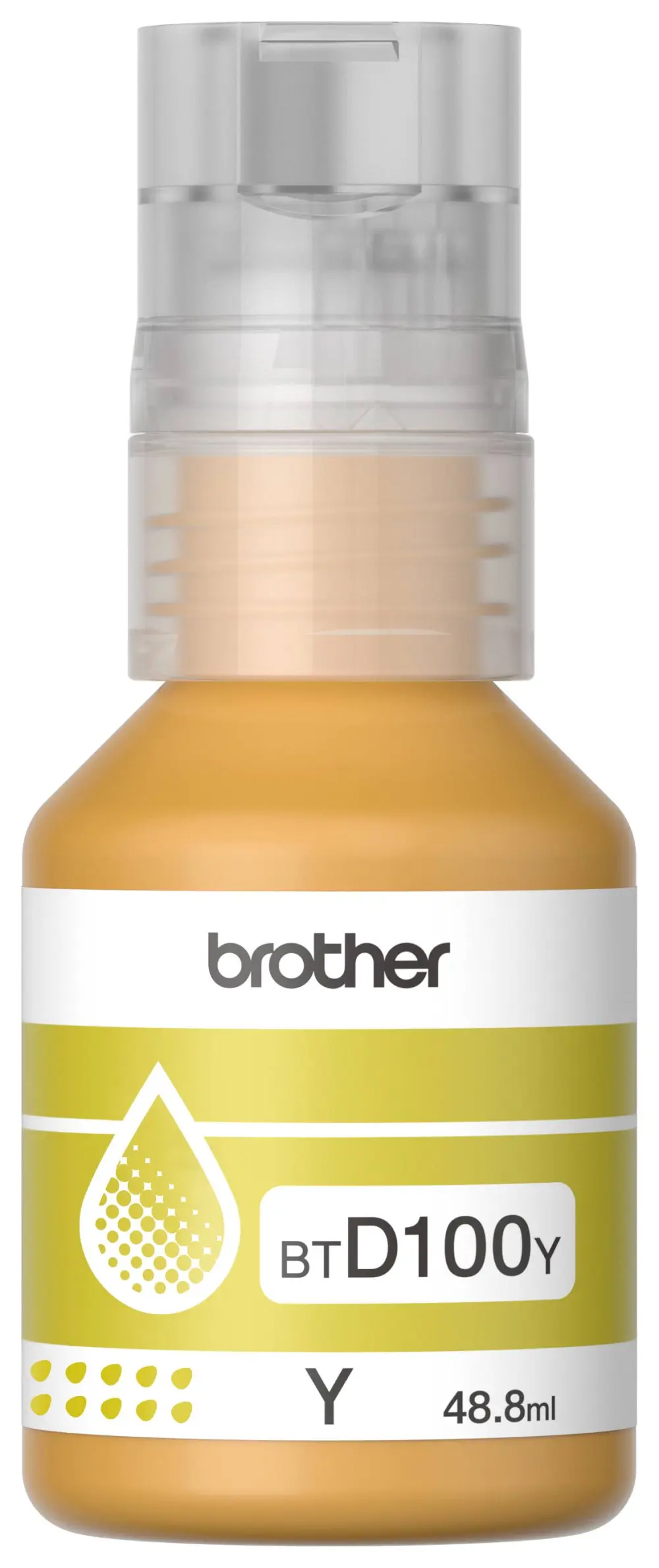 Botella de tinta Brother BTD100Y amarillo - rendimiento aproximado 5, 000 páginas, compatible con DCPT230, DCPT530DW, DCPT730DW, MFCT930DW