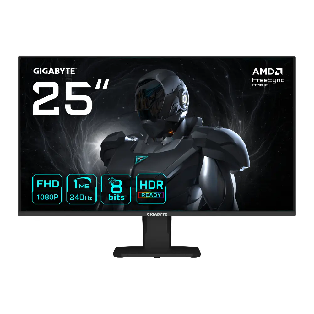 MONITOR GAMER GIGABYTE GS25F2A - 24.5 PULGADAS, PLANO, NEGRO, 1920 x 1080 (FHD), 2 HDMI, DISPLAYPORT