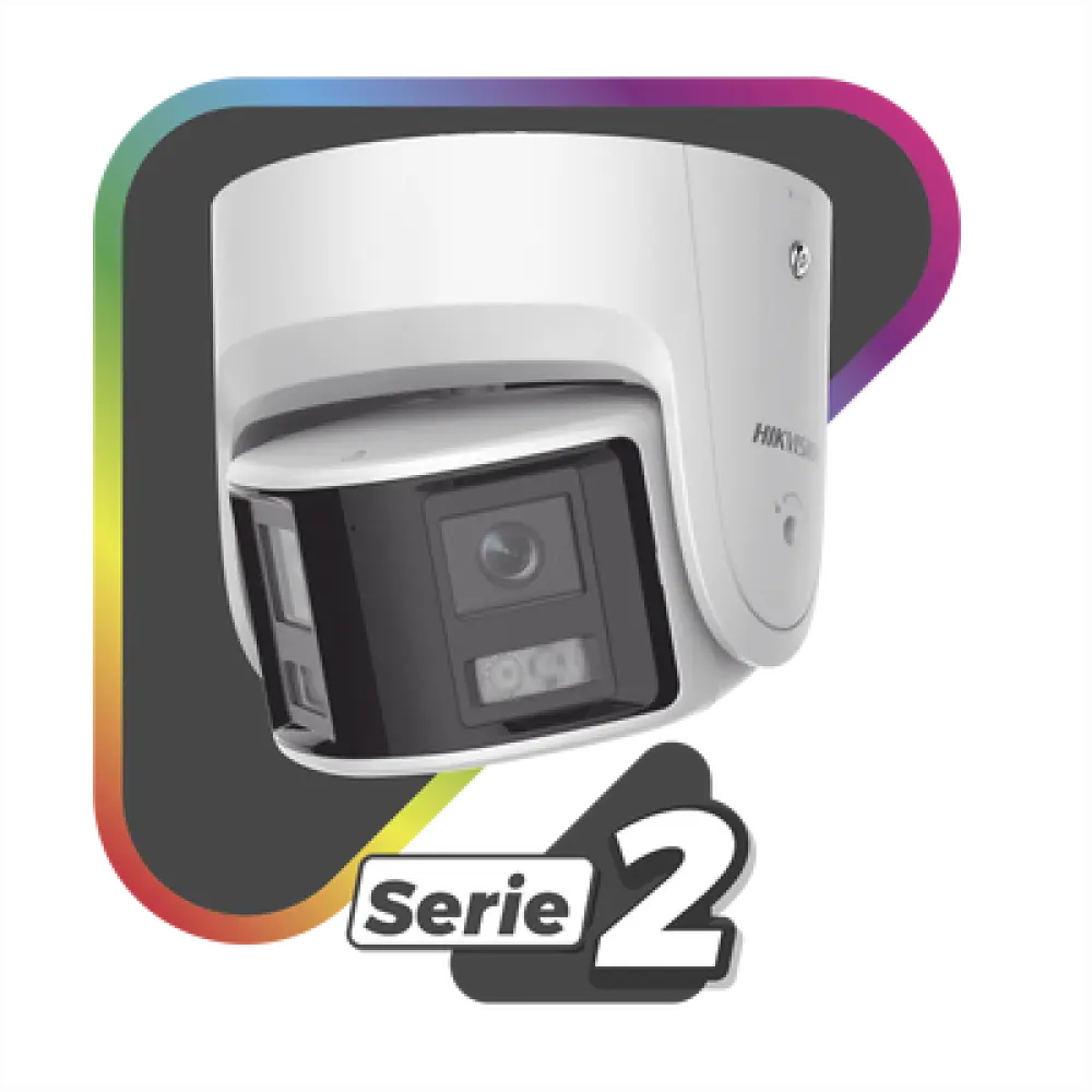 Cámara Turret IP Panorámica / 4 Megapixel / Dual Lente 2.8 mm / 180° / Color 24/7 / Luz Blanca 30 m (98.4 ft) / WDR 130 dB / IP67 / PoE